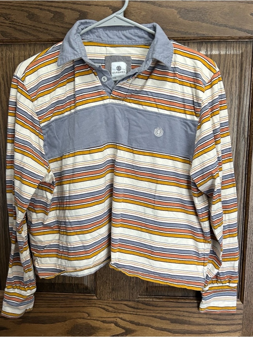 Element Men’s Long-Sleeve Striped Rugby Shirt - Light Blue & Multi